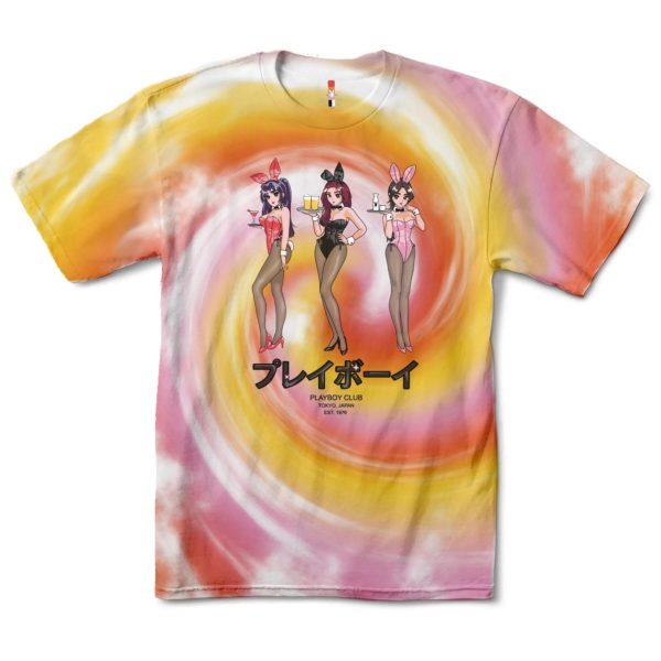 COLOR BARS PLAYBOY HAPPY HOUR TIE DYE TEE For Sale