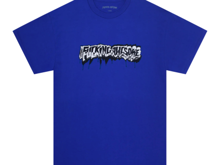 FUCKING AWESOME DILL CUT UP LOGO TEE COBALT For Discount