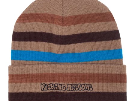 FUCKING AWESOME WANTO STRIPED CUFF BEANIE KHAKI Online Sale