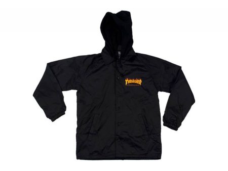 THRASHER MAGAZINE FLAME LOGO HOODED COACHES JACKET For Cheap