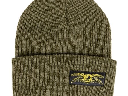 ANTIHERO STOCK EAGLE LABEL BEANIE OLIVE Online Hot Sale