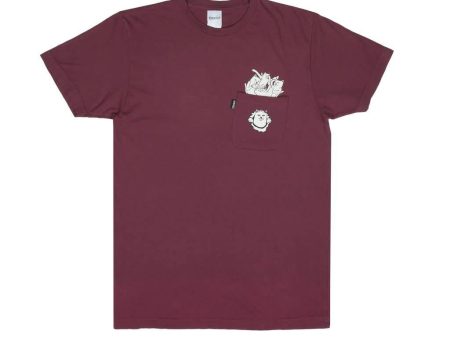 RIP N DIP NERMAMANIAC POCKET TEE BURGANDY on Sale