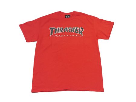 THRASHER OUTLINED T-SHIRT RED For Cheap