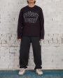 Stussy 2-Tone Cotton Mesh LS Crewneck Black Hot on Sale