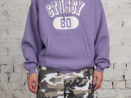 Stussy 80 Relaxed Hooded Sweatshirt Ash Purple Online now