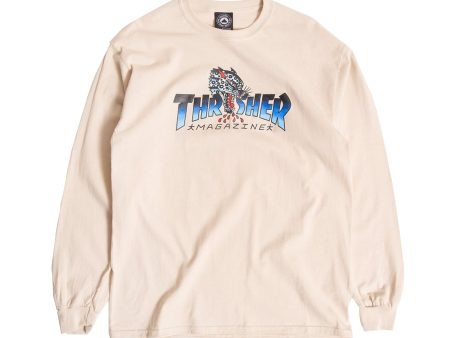 THRASHER LEOPARD LONG SLEEVE T-SHIRT SAND For Discount