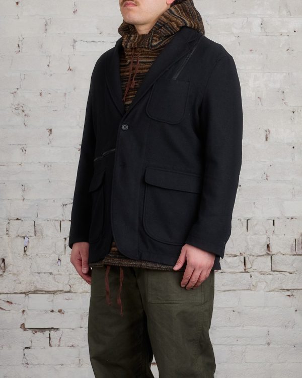 Engineered Garments Zip Jacket Poly Wool Flannel Black Online