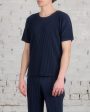 Issey Miyake Homme Plisse Basics Crew T-Shirt Navy Online now