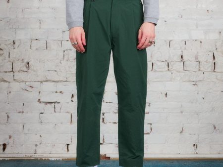 and wander Nylon Chino Tuck Tapered Pant Green For Sale