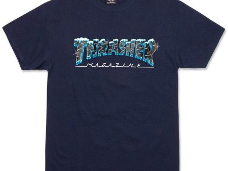 THRASHER BLACK ICE T-SHIRT NAVY Online now