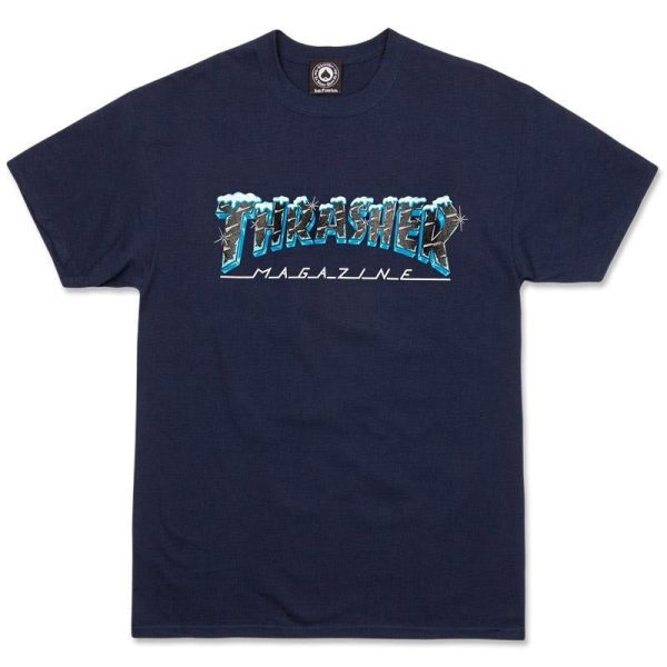 THRASHER BLACK ICE T-SHIRT NAVY Online now