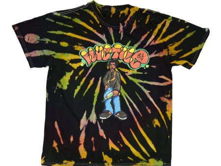 BLUETILE RAYGUN GRAFFITI TIEDYE T-SHIRT BLACK LASER For Cheap