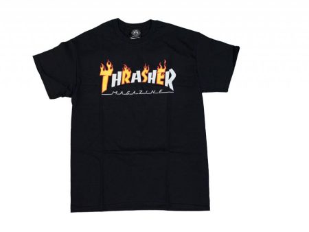 THRASHER FLAME   MAG LOGO S S T-SHIRT BLACK on Sale