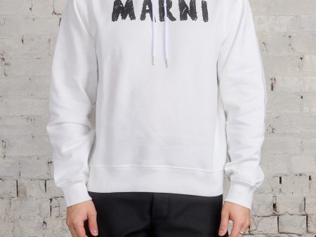 Marni Crayon Logo Hooded Sweatshirt Natural White Online now