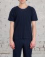 Issey Miyake Homme Plisse Basics Crew T-Shirt Navy Online now