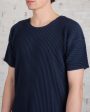 Issey Miyake Homme Plisse Basics Crew T-Shirt Navy Online now