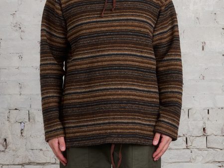 Engineered Garments Long Sleeve Hoody Fairisle Stripe Brown For Sale