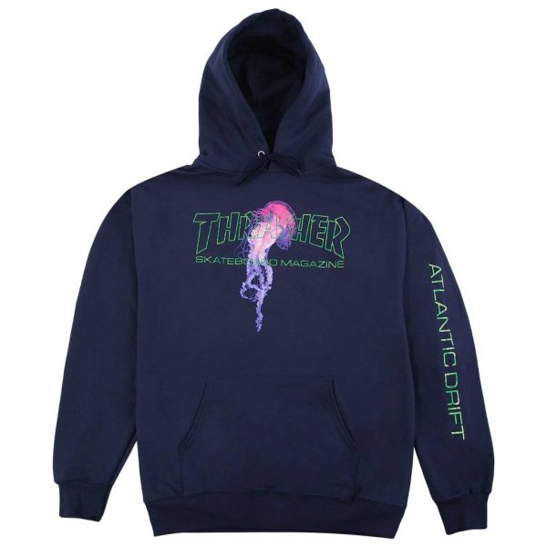 THRASHER ATLANTIC DRIFT HOODIE NAVY For Discount