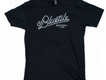 BLUETILE SCRIPT T-SHIRT BLACK   WHITE Online now