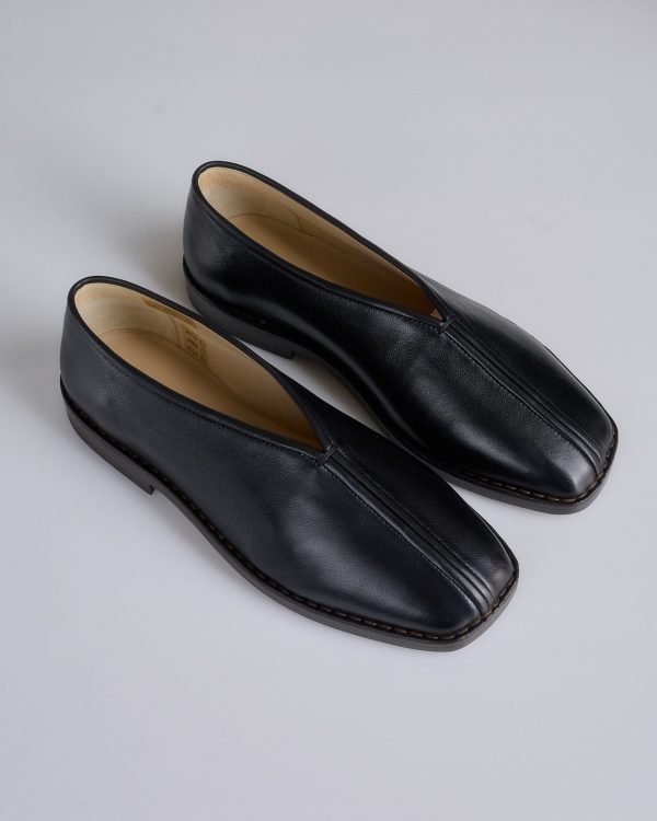 Lemaire Flat Piped Slipper Loafer Nappa Leather Black Online Sale