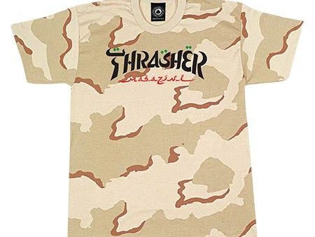 THRASHER CALLIGRAPHY T-SHIRT DESERT CAMO Hot on Sale