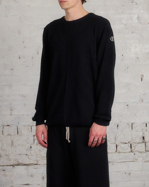 Rick Owens Moncler Round Neck Jumbo Sweater Black Hot on Sale