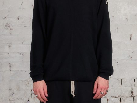 Rick Owens Moncler Round Neck Jumbo Sweater Black Hot on Sale