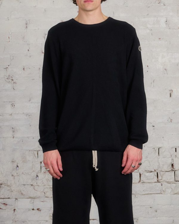 Rick Owens Moncler Round Neck Jumbo Sweater Black Hot on Sale