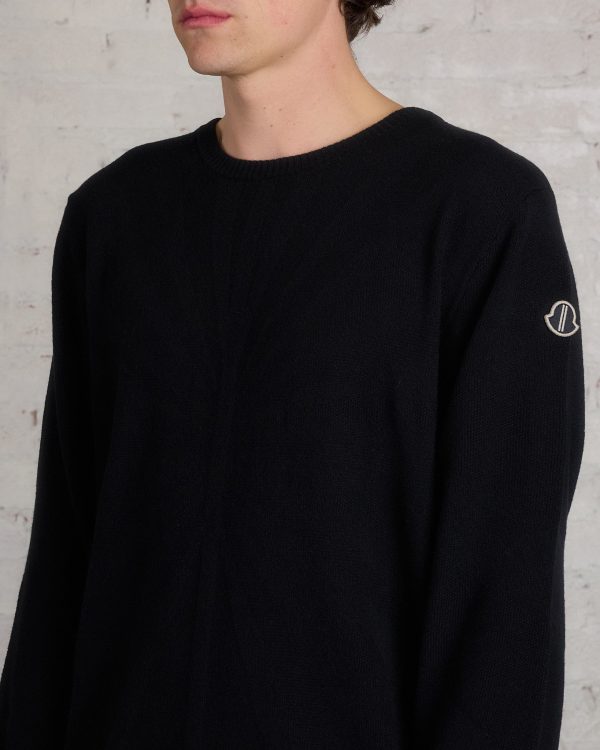 Rick Owens Moncler Round Neck Jumbo Sweater Black Hot on Sale