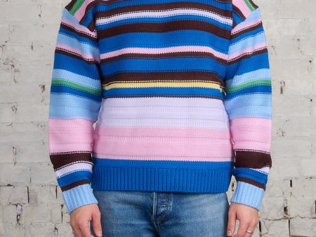 JW Anderson Multi-Stripe Crewneck Sweater Blue For Discount