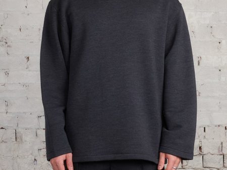 Lemaire Mock Neck Heavy Wool Sweatshirt Anthracite Melange Online Hot Sale