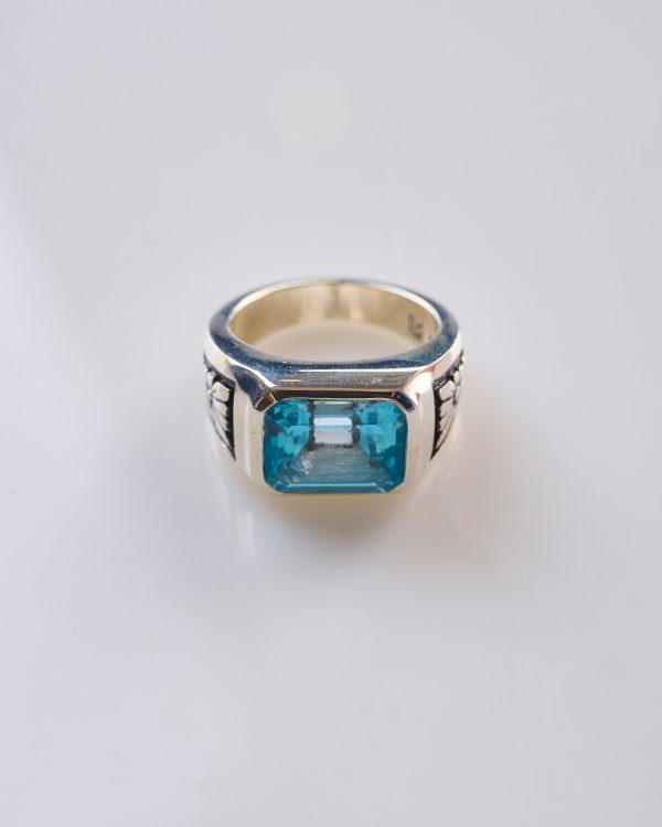 Maple Midnight Slim Ring Silver 925 Aquamarine Topaz Discount