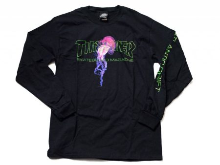 THRASHER ATLANTIC DRIFT L S T SHIRT BLACK For Discount