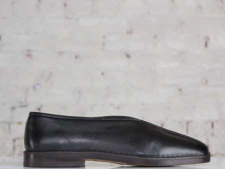 Lemaire Flat Piped Slipper Loafer Nappa Leather Black Online Sale