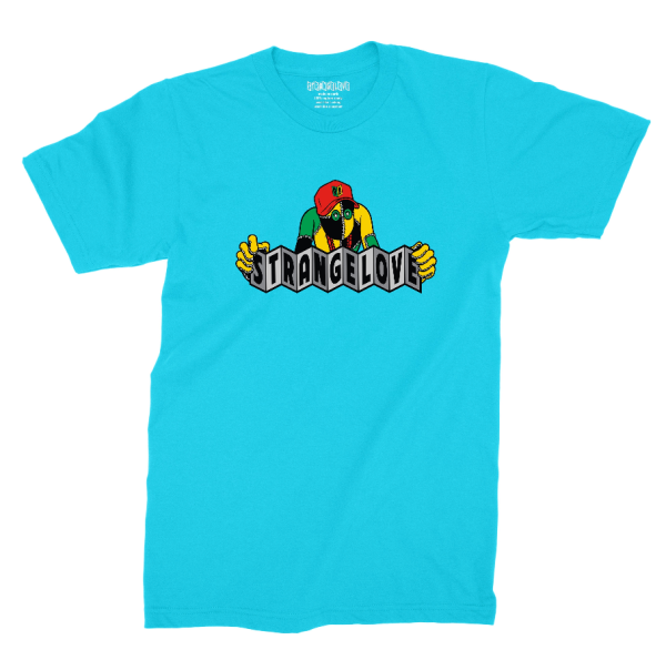 STRANGE LOVE RAG DOLL LOGO RASTA TEE LAGOON BLUE Online now