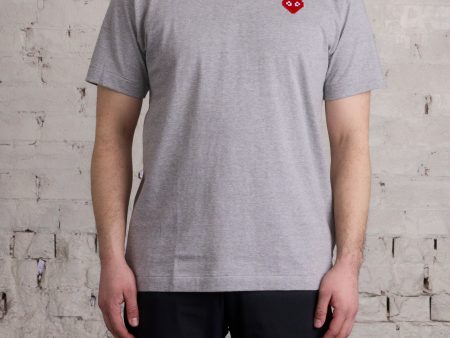 Comme des Garçons PLAY x Invader Red Heart T-Shirt Grey For Cheap