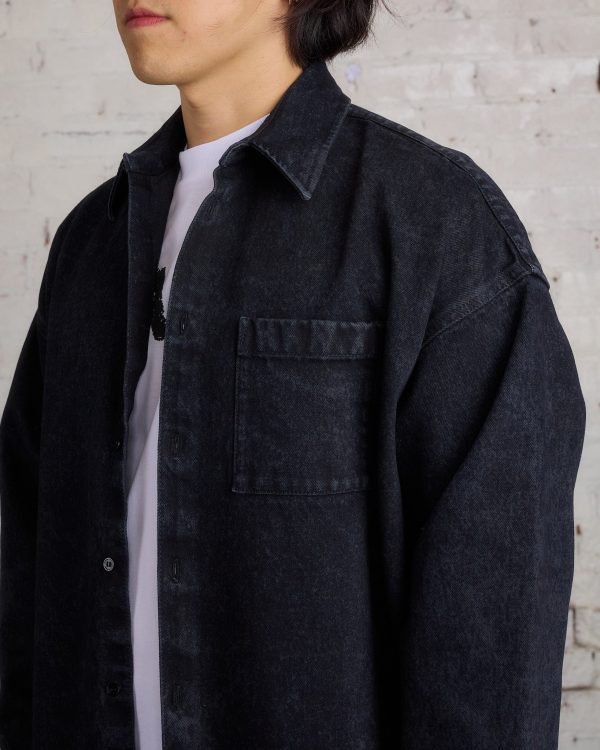 Marni Marble Dyed Denim Button Shirt Black Hot on Sale